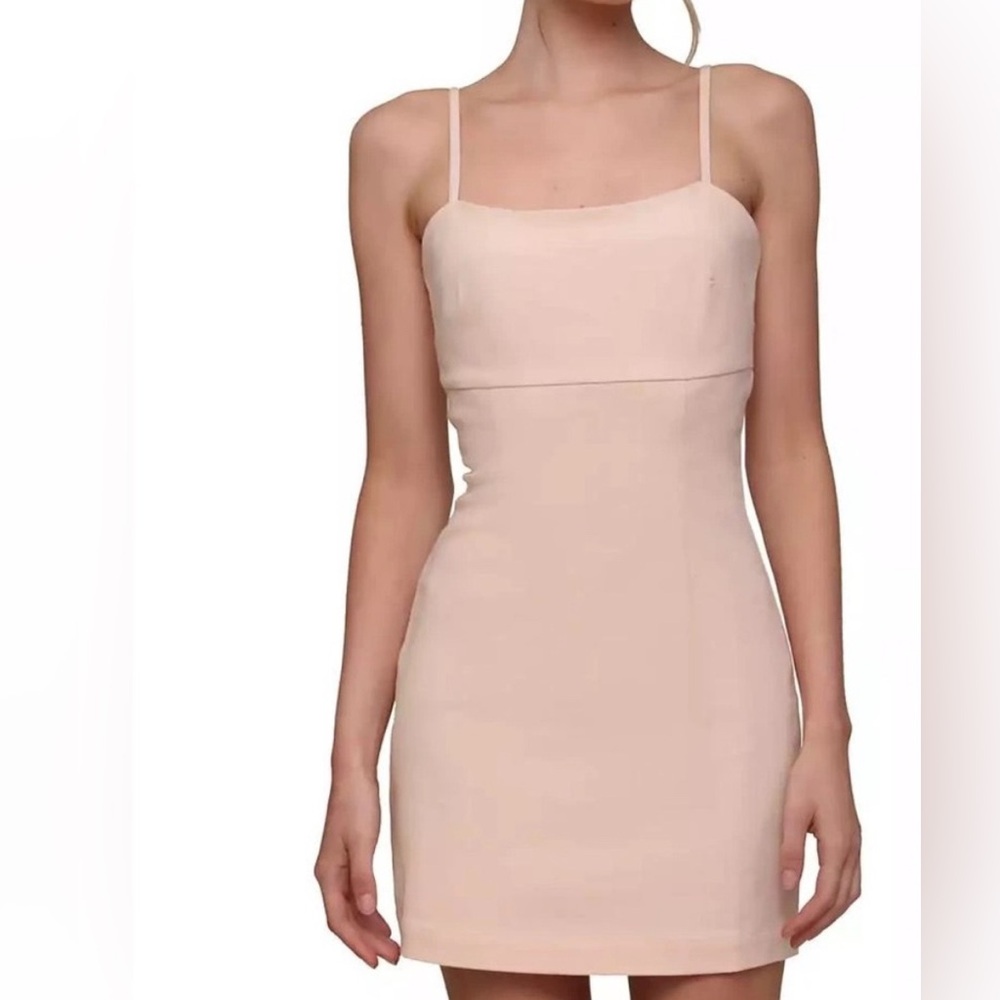 NWT Avec Les Filles Womens Beige Square-Neck Sleeveless BodyconDress Size 10